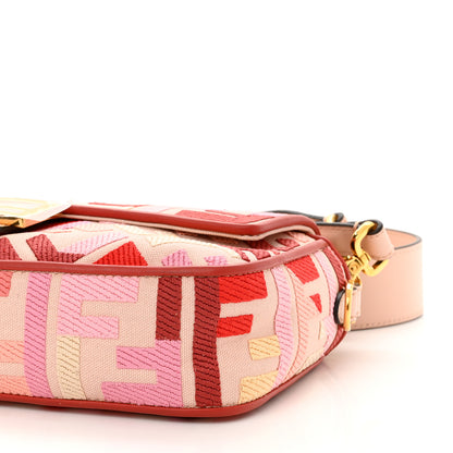 Fendi Canvas Vitello King FF Embroidered Baguette Rosa Quarzo Bloody Mary Multicolor 10 of 10