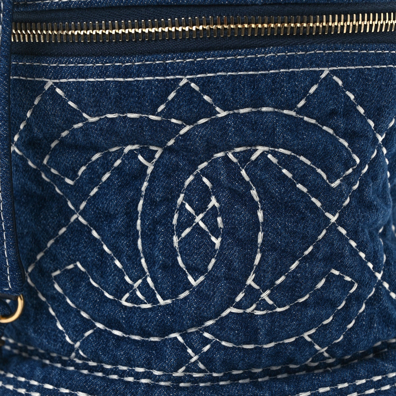 Chanel Denim Quilted Denim Trip Vanity Cosmetic Case Blue 8 of 14