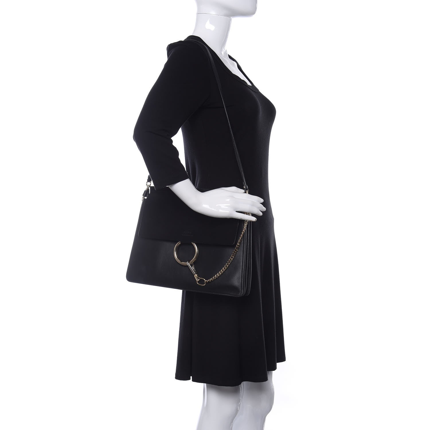 Chloe Suede Calfskin Medium Faye Shoulder Bag Black 2 of 9
