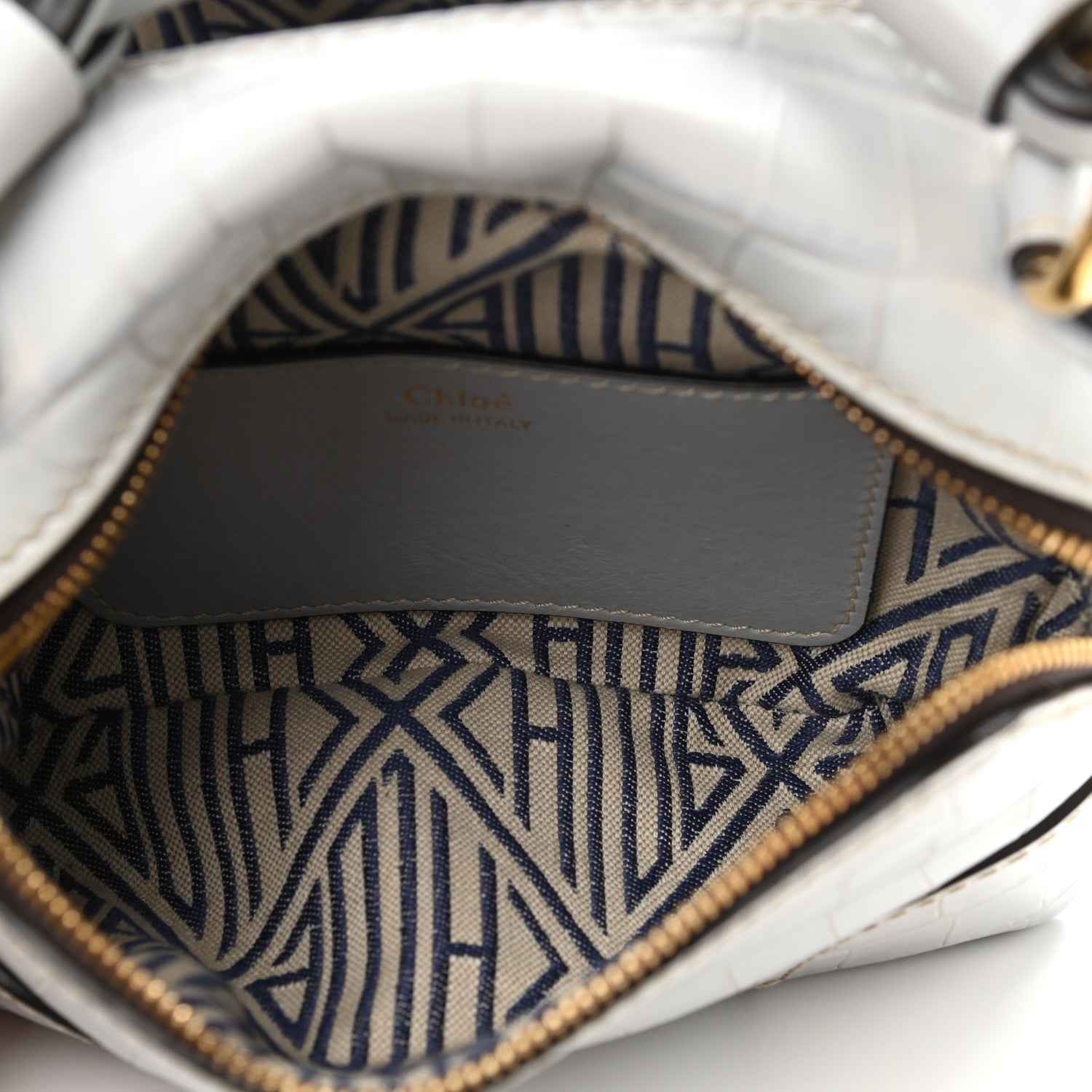 Chloe Crocodile Embossed Mini Daria Chain Bag Light Cloud 5 of 10