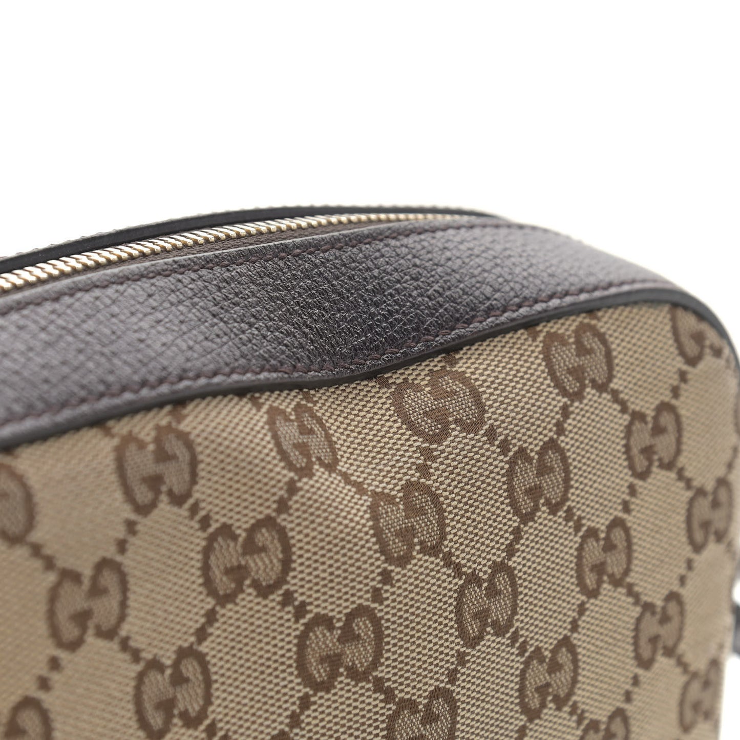 GG Supreme Monogram Web Small Webby Bee Shoulder Bag Dark Brown
