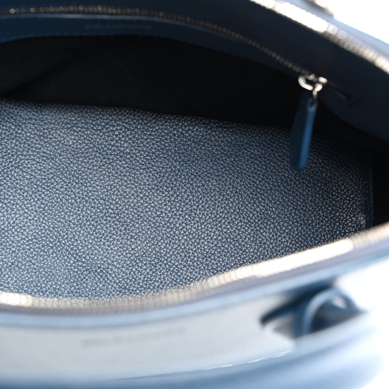 Balenciaga Signature Grained Calfskin Logo S Ville Top Handle Bag Petrol Blue White 5 of 11