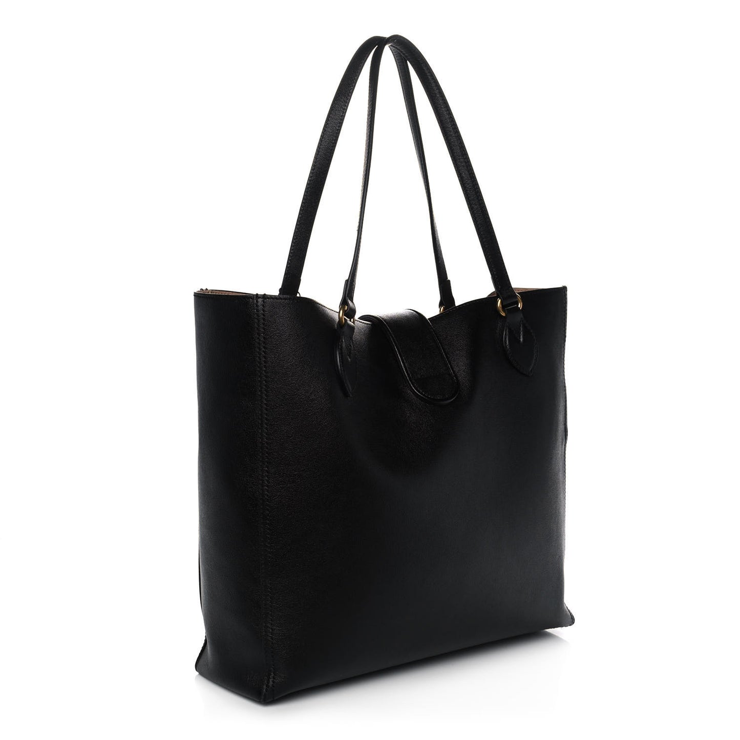 New Sakai Calfskin Lux Medium Dahlia Tote Black