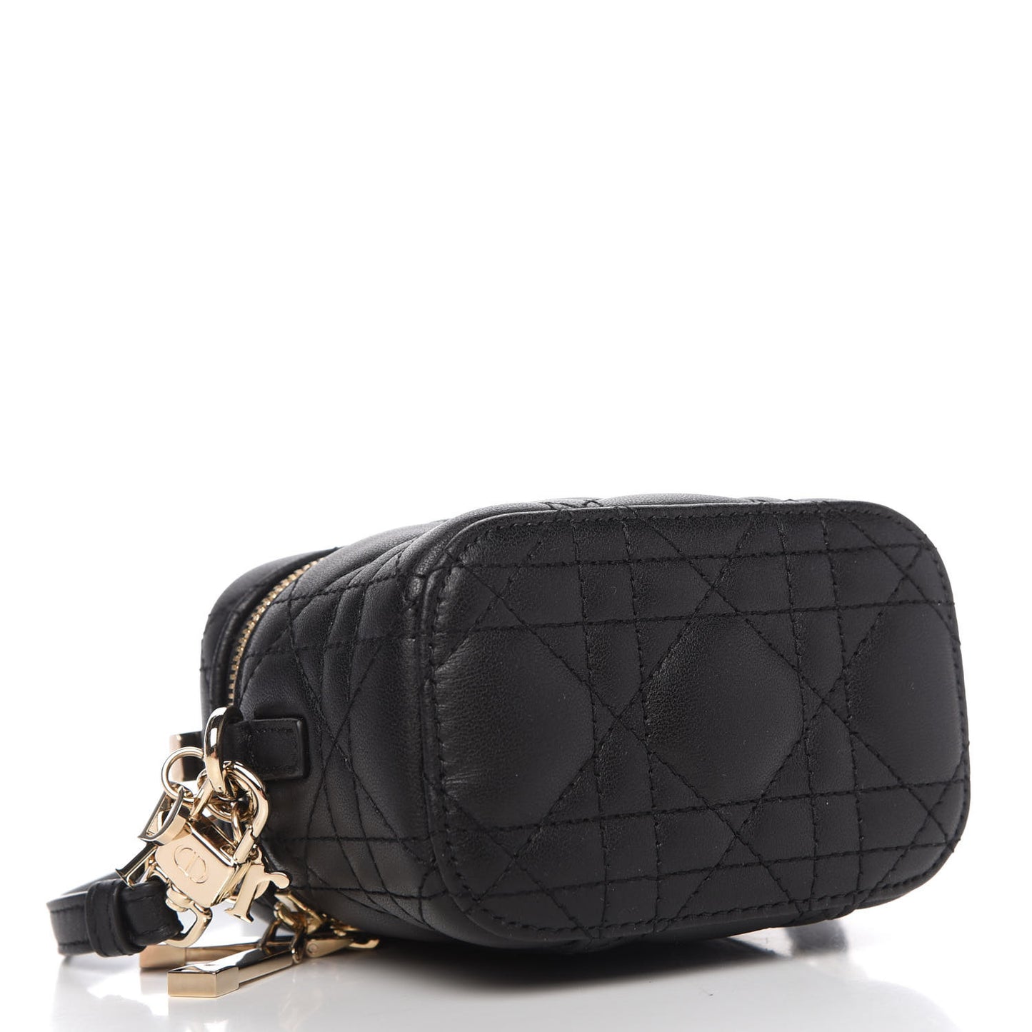 Lambskin Cannage Micro Lady Dior Vanity Case Black
