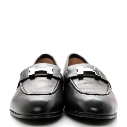 Hermes Goatskin Womens Paris Loafers 39 Black 2 of 8