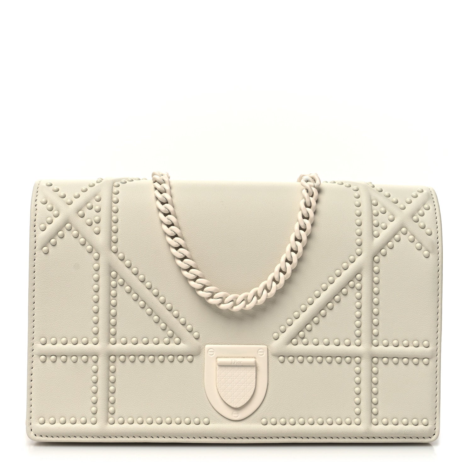 Christian Dior Ultra Matte Calfskin Studded Diorama Wallet on Chain Pouch Off White 1 of 13