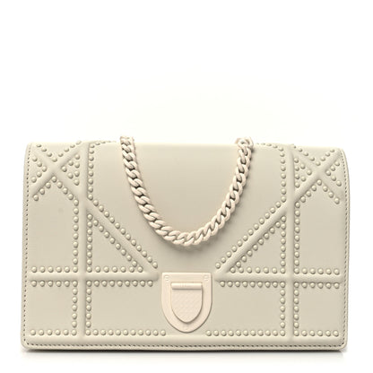 Christian Dior Ultra Matte Calfskin Studded Diorama Wallet on Chain Pouch Off White 1 of 13