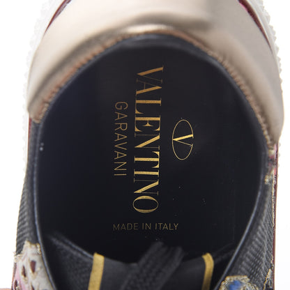 Valentino Garavani Canvas Embroidered Womens Low Sneakers 39 Black Multicolor 7 of 10