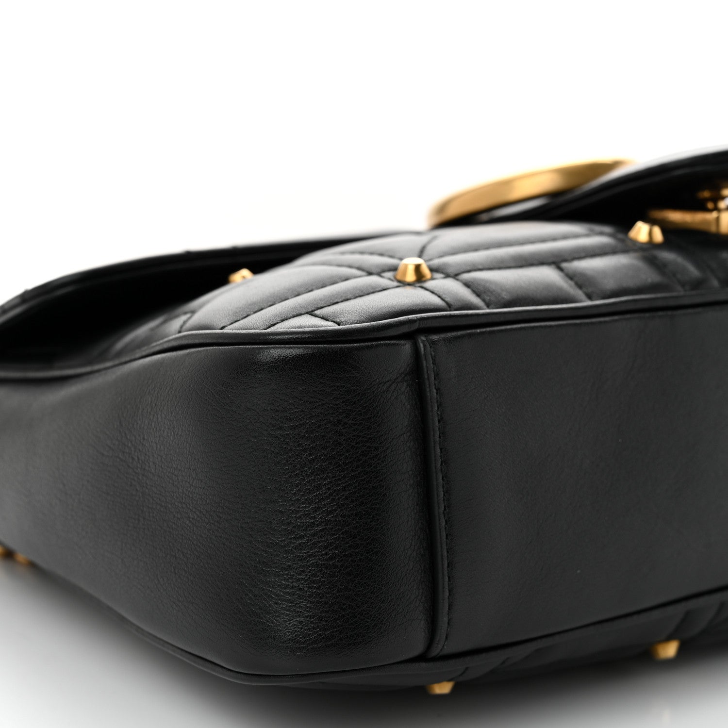 Gucci Calfskin Matelasse Studded Medium Pearly GG Marmont Shoulder Bag Black 9 of 10