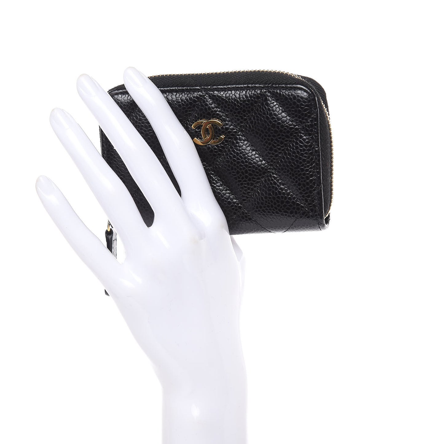 Caviar Quilted Zip Coin Purse Black