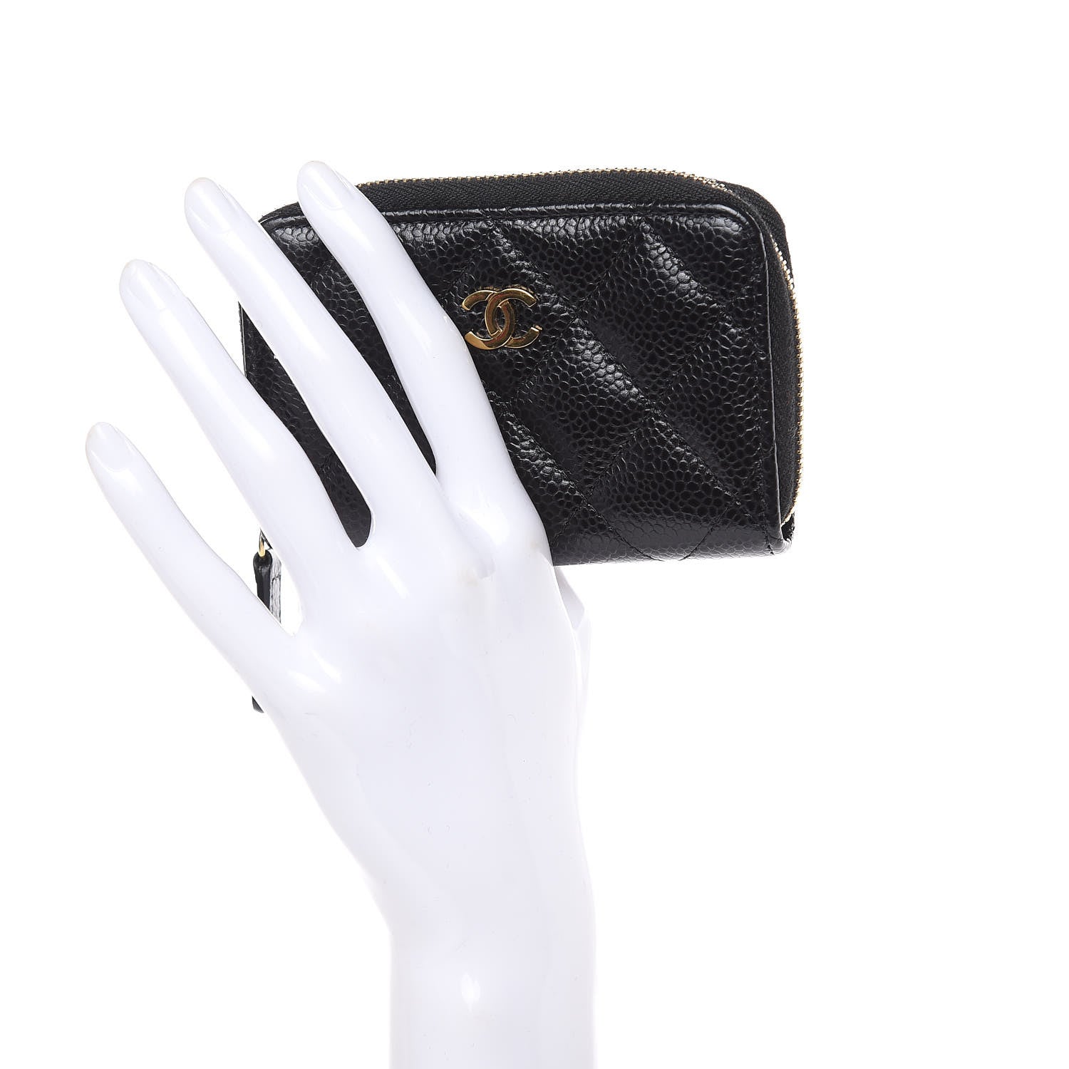 Chanel Caviar Quilted Zip Coin Purse Black 2 of 8