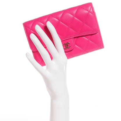 Chanel Lambskin Quilted Small Flap Wallet Dark Pink 3 of 10