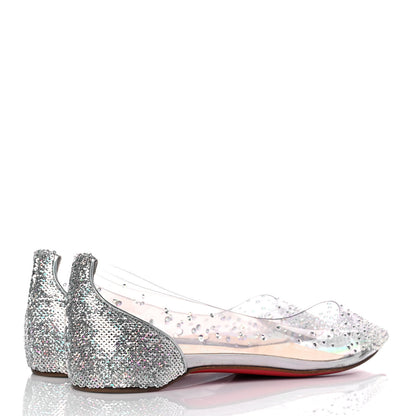 Christian Louboutin PVC Paill Hotfix Degrastrass Flats 37 Silver 4 of 8