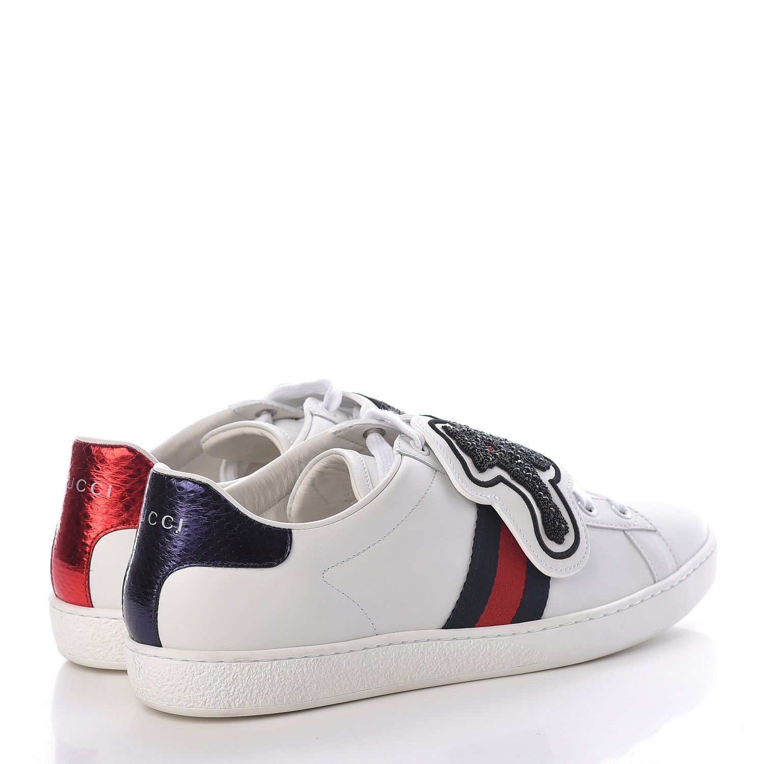 Gucci Calfskin Ayers Crystal Panther Embroidered Womens Ace Sneakers 41 4 of 8
