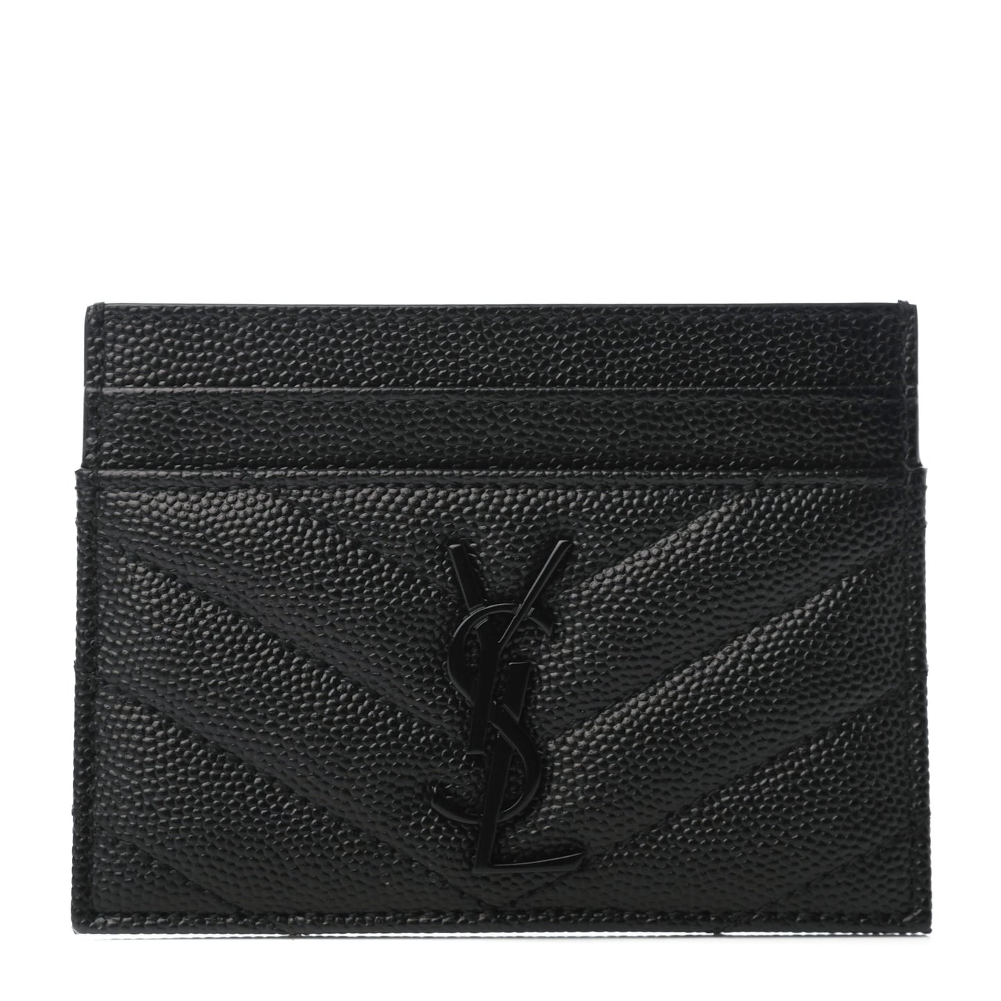 Grain De Poudre Matelasse Chevron Monogram Credit Card Case Black