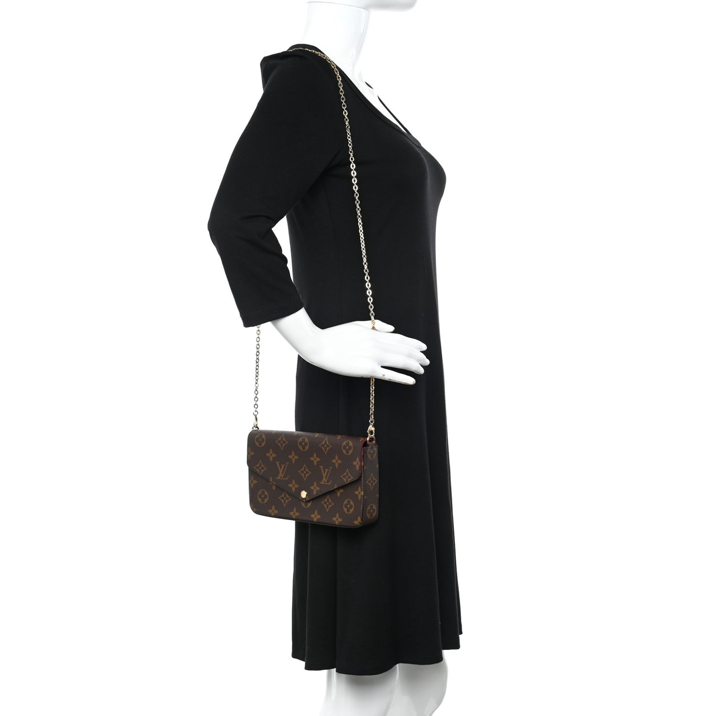 Monogram Pochette Felicie Chain Wallet Fuchsia