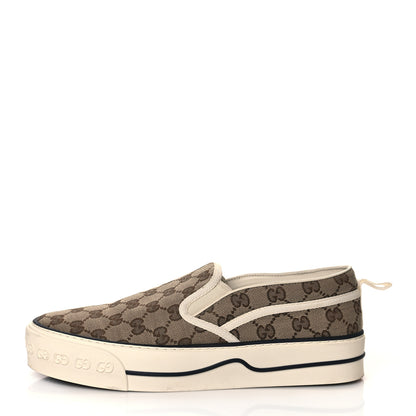 Gucci GG Monogram Womens 1977 Tennis Slip On 30mm Sneakers 41 Beige Ebony Mystic White 1 of 11