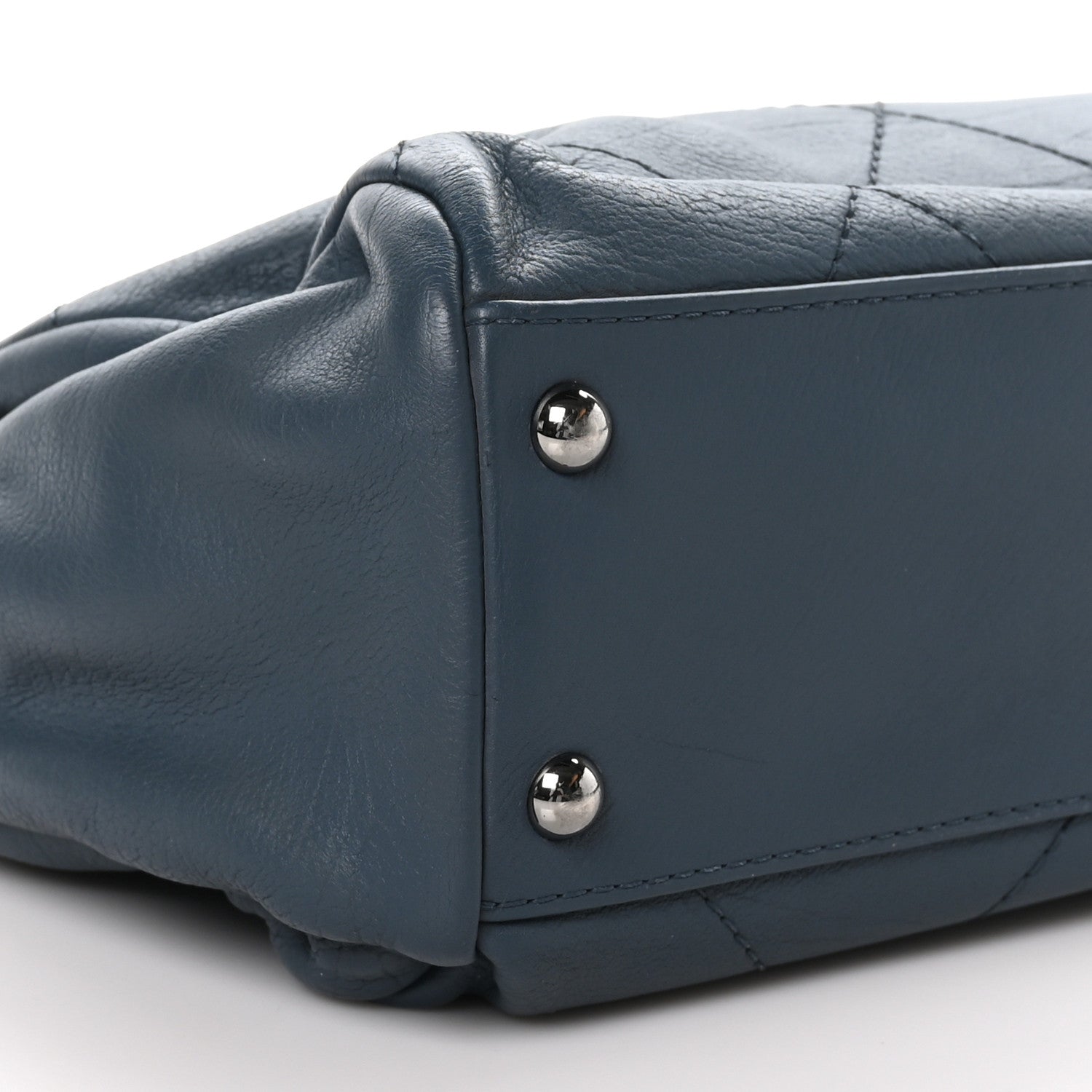 Chanel Washed Calfskin Quilted Hamptons Flap Bag Blue 8 of 9