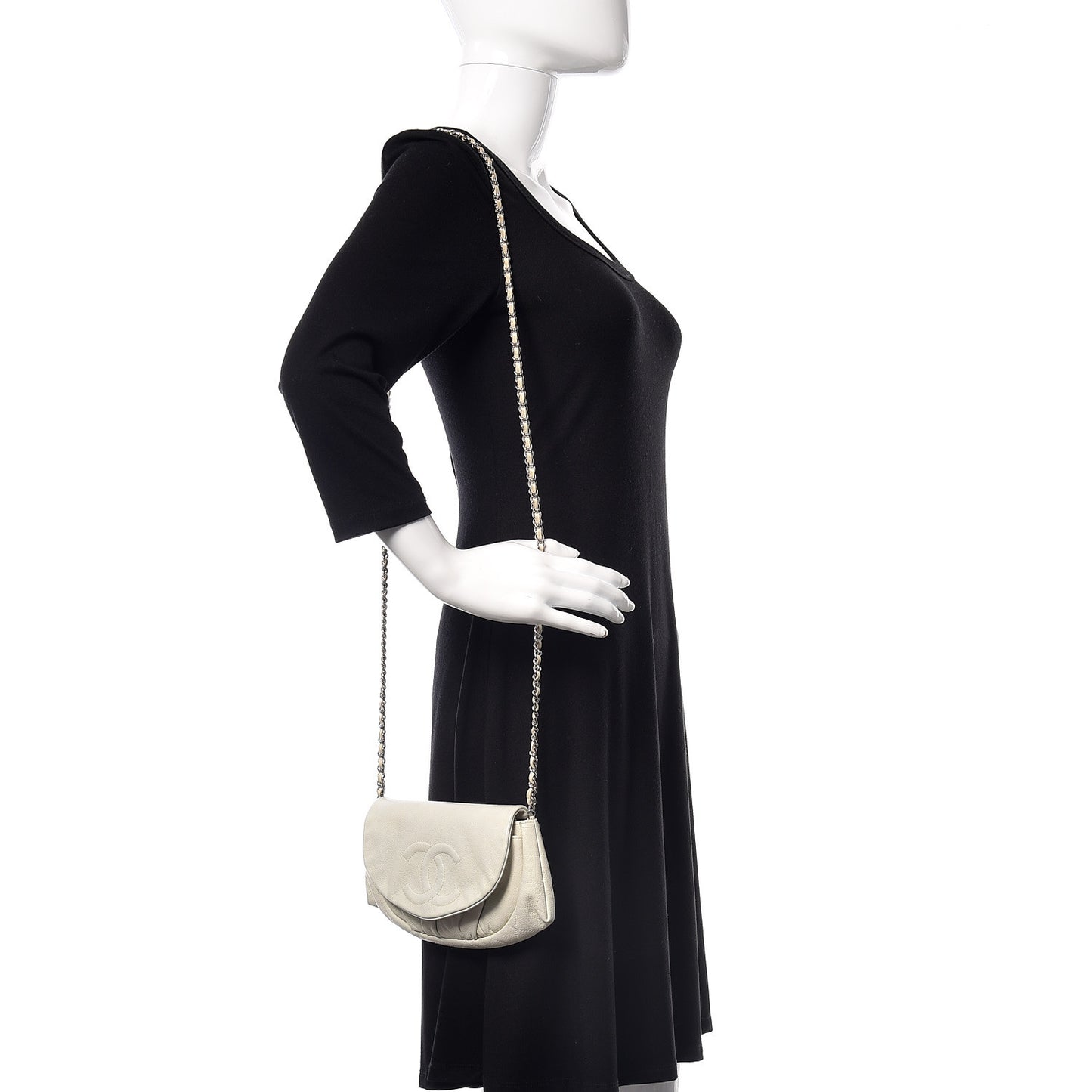 Caviar Half Moon Wallet On Chain WOC White