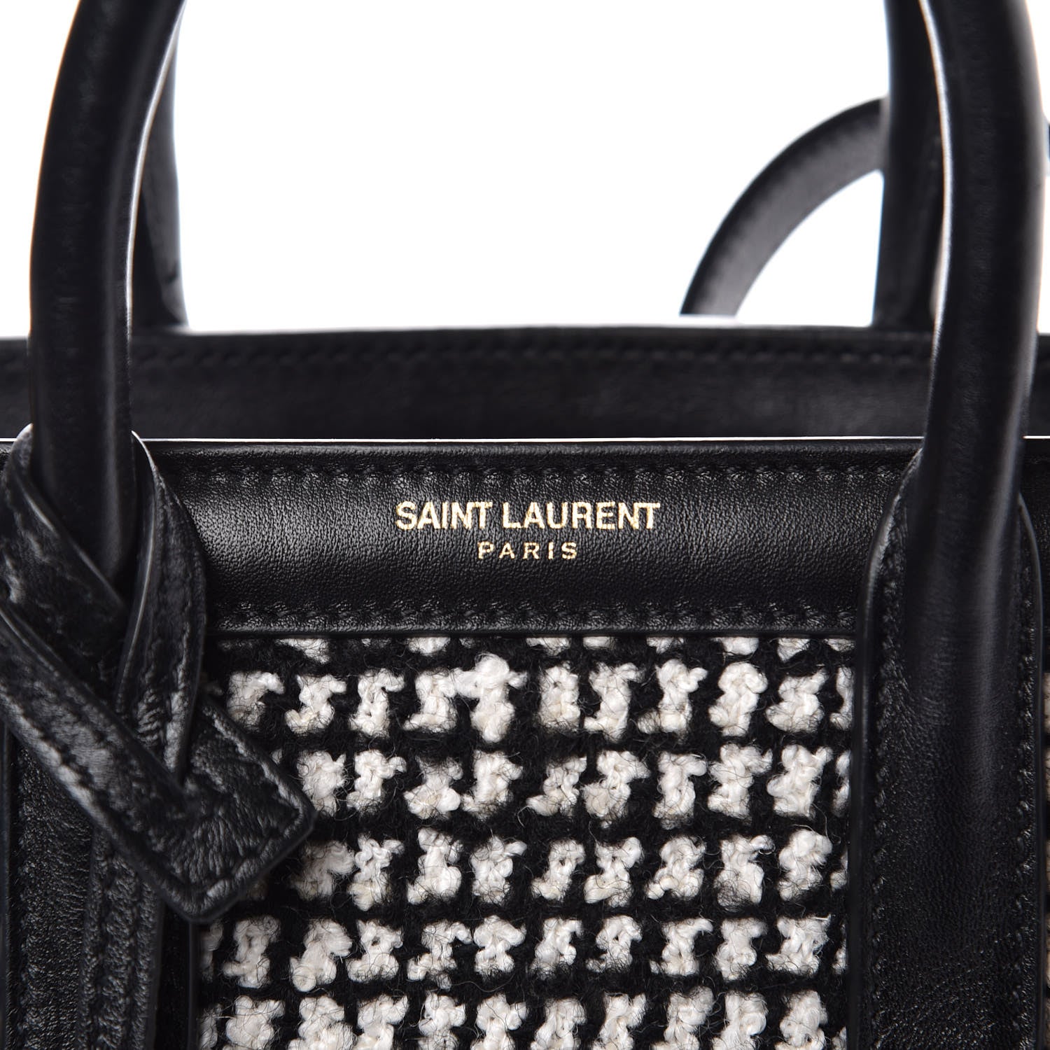 Saint Laurent Tweed Houndstooth Nano Sac De Jour Black 10 of 12
