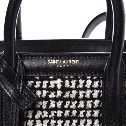 Saint Laurent Tweed Houndstooth Nano Sac De Jour Black 10 of 12
