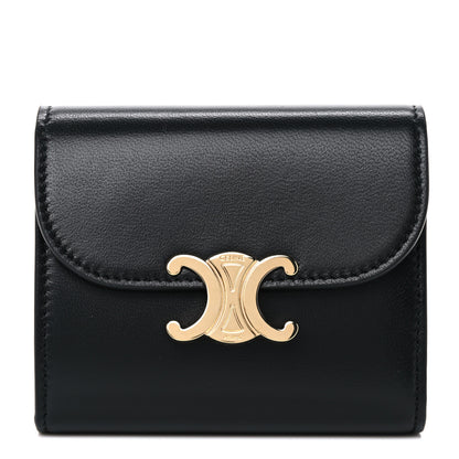 Celine Shiny Smooth Lambskin Small Triomphe Wallet Black 1 of 12