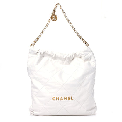 Chanel Shiny Calfskin Quilted Large Chanel 22 White 1 of 13
