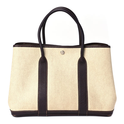 Hermes Buffle Skipper Toile Garden Party 36 MM Tote Marron Fonce 1 of 11