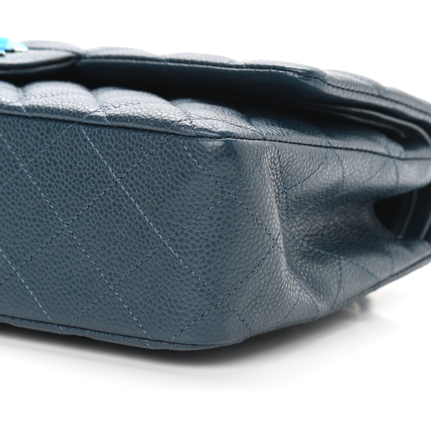 Caviar Quilted Medium Double Flap Navy