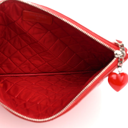 Chanel Patent Calfskin Quilted Valentine Hearts Medium O Cosmetic Case Red 5 of 7