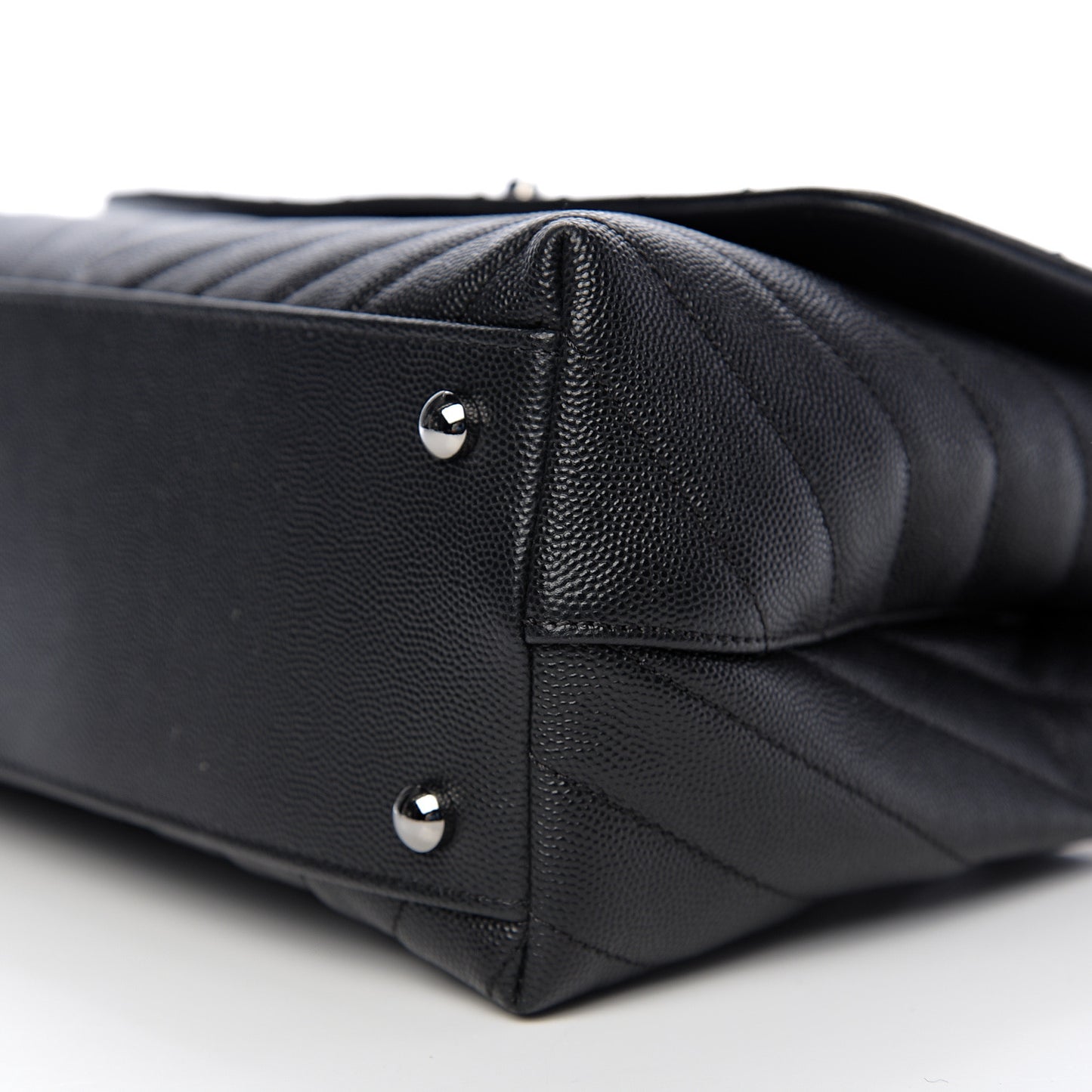 Caviar Chevron Quilted Small Coco Handle Flap Black