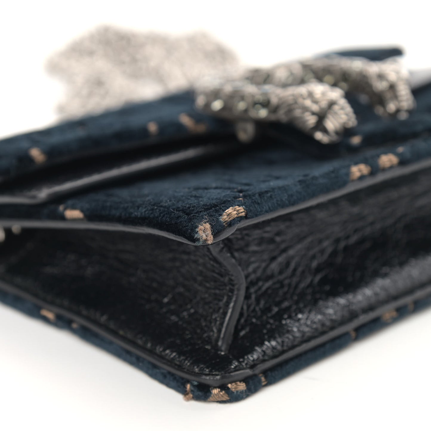 Velvet GG Monogram Super Mini Dionysus Shoulder Bag Blue Beige Black