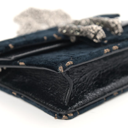 Gucci Velvet GG Monogram Super Mini Dionysus Shoulder Bag Blue Beige Black 4 of 14