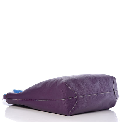 Hermes Taurillon Clemence Double Sens 45 Reversible Tote Bleu Zanzibar Ultraviolet 6 of 17