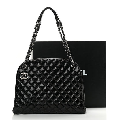 Chanel Glazed Calfskin Quilted Large Just Mademoiselle Bowling Bag Black 19 of 19