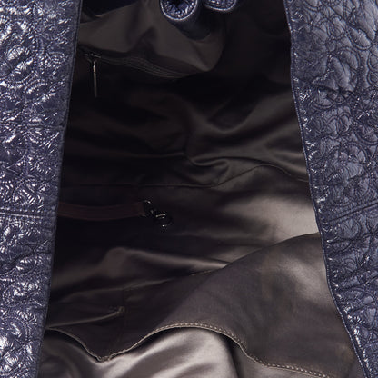 Chanel Vinyl Graphic Edge Drawstring Tote Navy 6 of 8