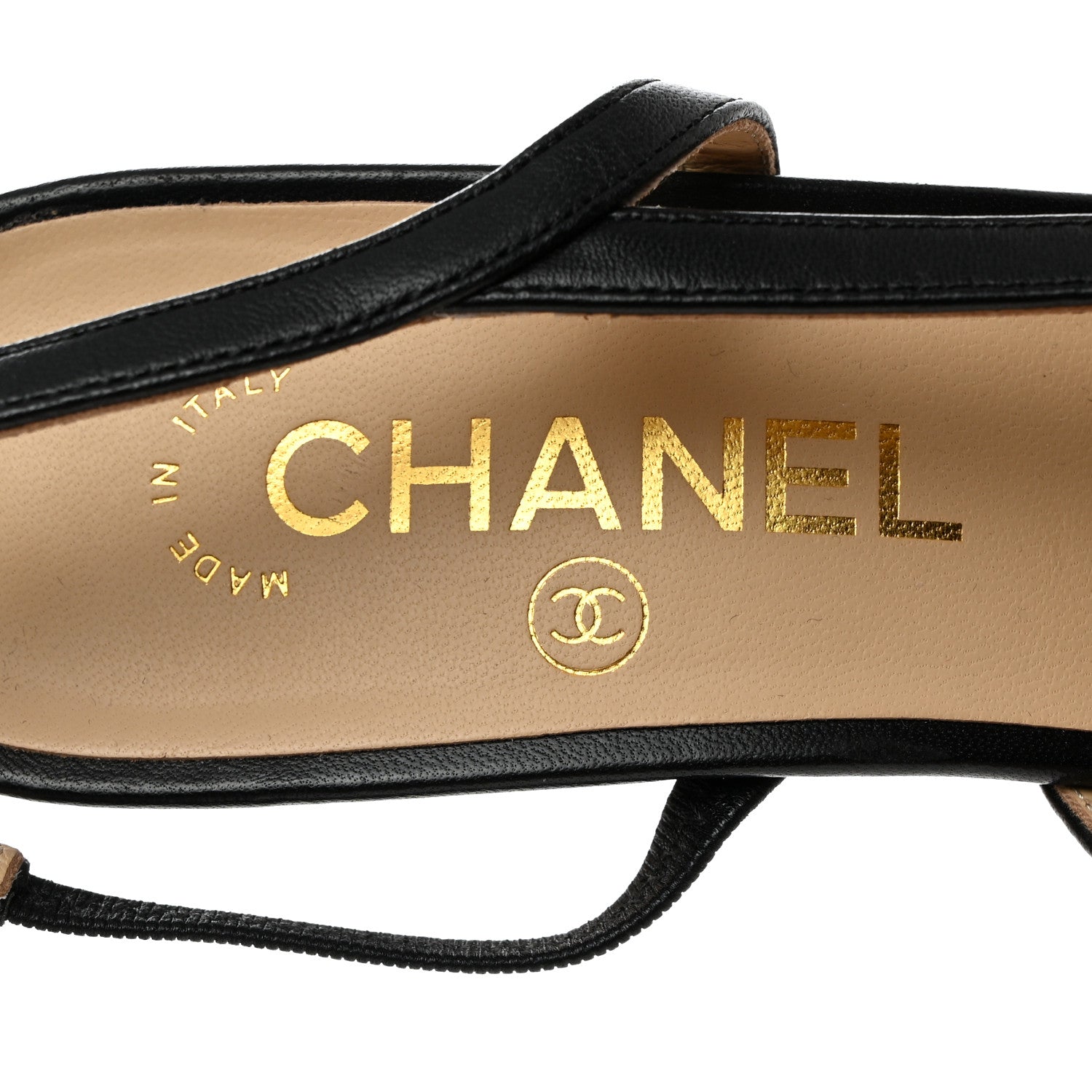 Chanel Lambskin Patent Cap Toe CC Slingback Pumps 38 Black 6 of 8