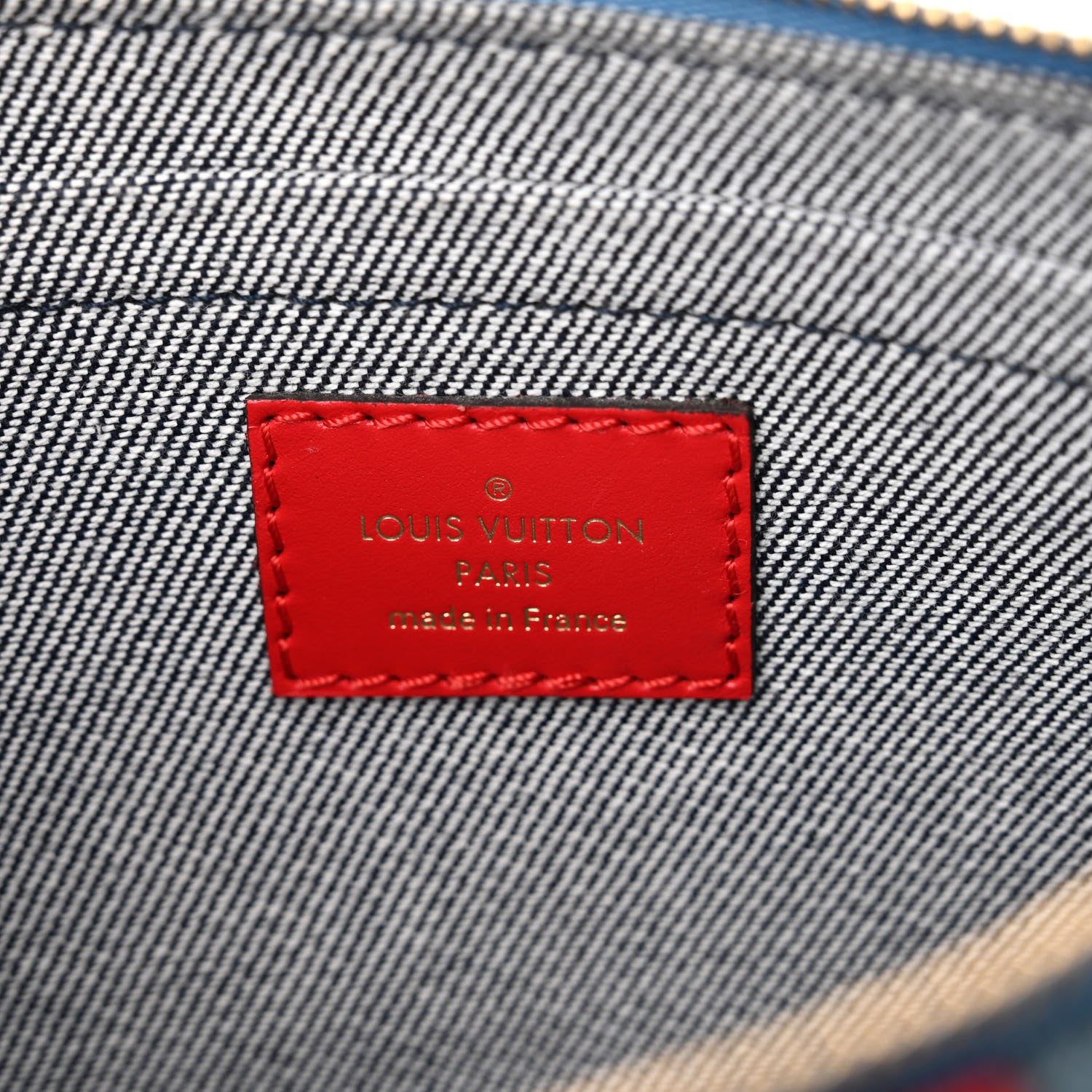 Louis Vuitton Denim Damier Monogram Patchwork Multi Pochette Accessories Blue Rouge 8 of 11