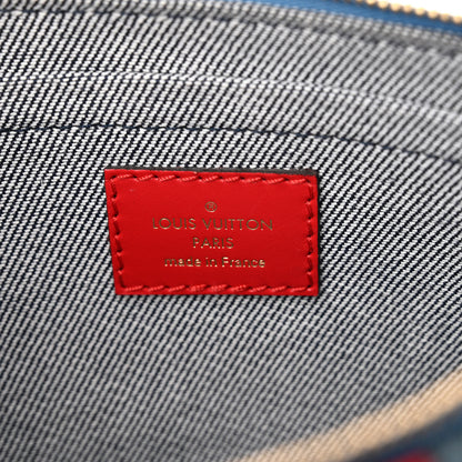 Louis Vuitton Denim Damier Monogram Patchwork Multi Pochette Accessories Blue Rouge 8 of 11