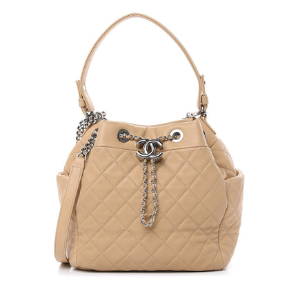 Chanel Lambskin Quilted Small CC Chain Bucket Bag Beige 1 of 18