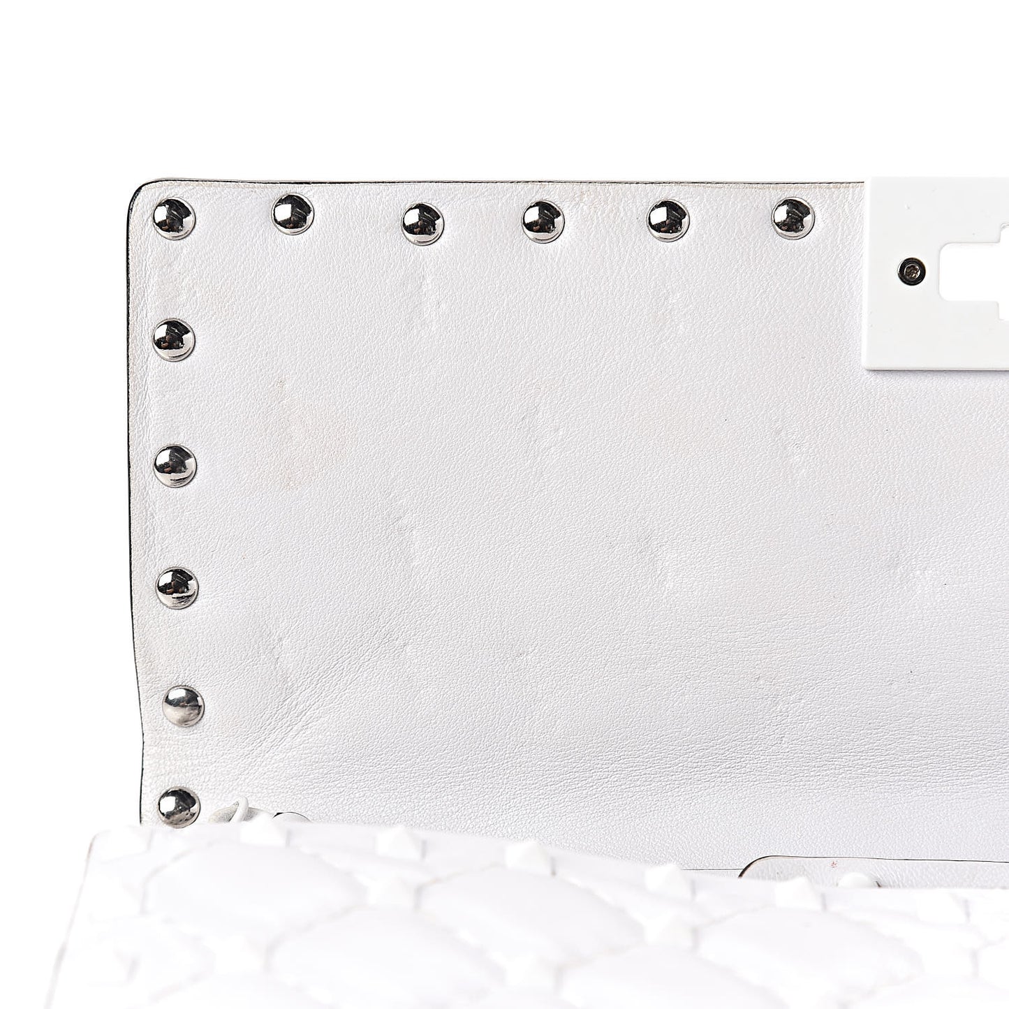 Lambskin Free Rockstud Spike Wallet on Chain Optic White