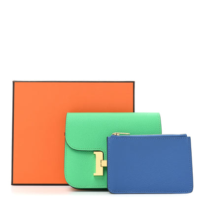 Hermes Evercolor Bi-Color Constance Slim Wallet Vert Comics Bleu Zellige 11 of 11
