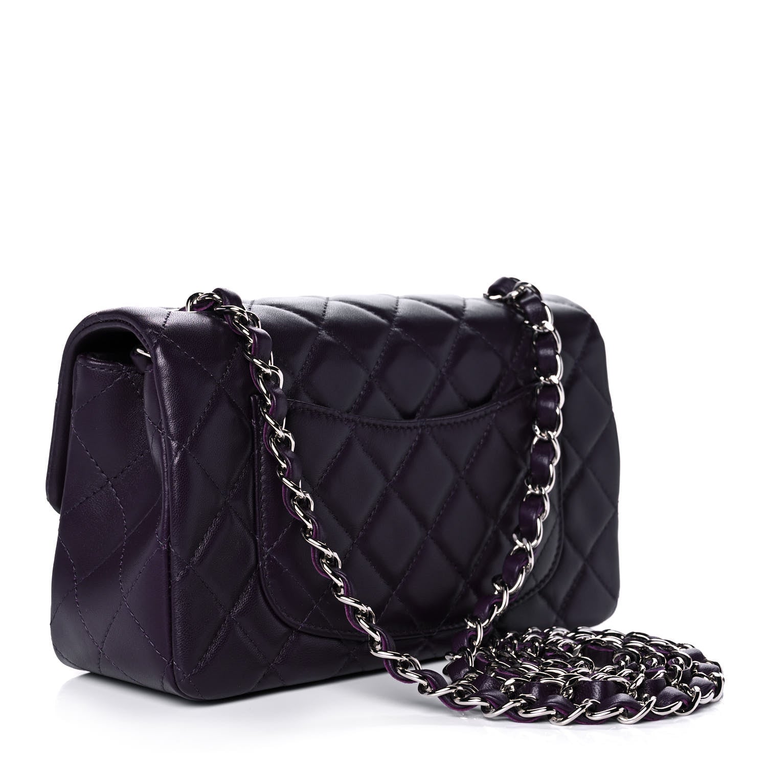 Chanel Lambskin Quilted Mini Rectangular Flap Dark Purple 3 of 13