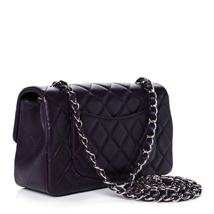 Chanel Lambskin Quilted Mini Rectangular Flap Dark Purple 3 of 13