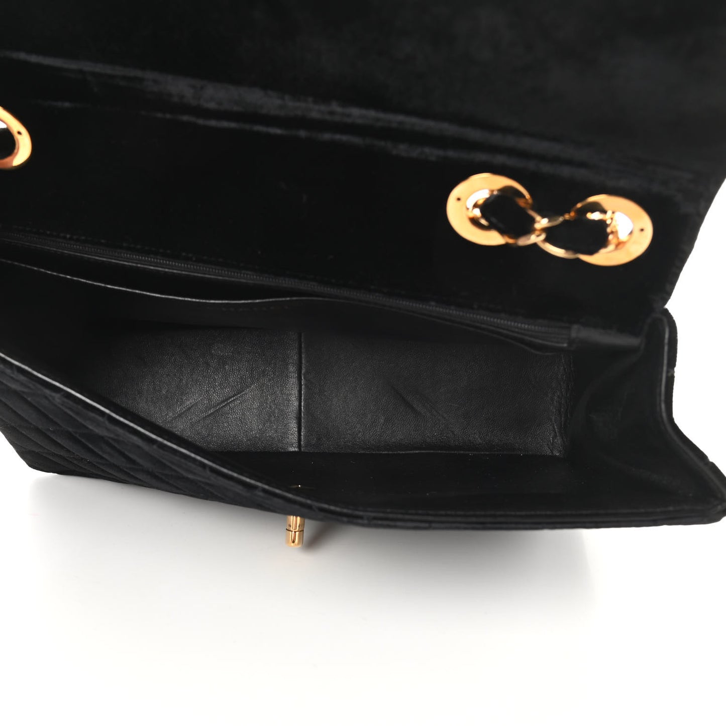 Velvet Quilted Jumbo Single Flap Black