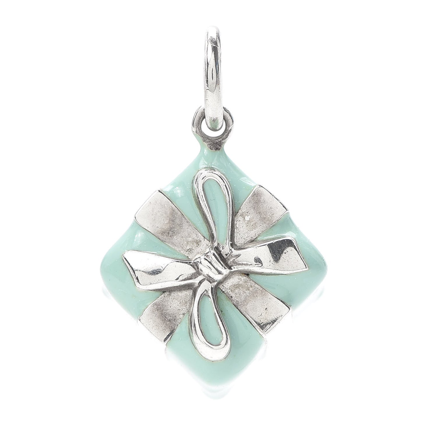 Sterling Silver Enamel Gift Box Charm Blue