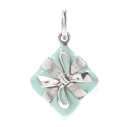 Tiffany Sterling Silver Enamel Gift Box Charm Blue 1 of 4