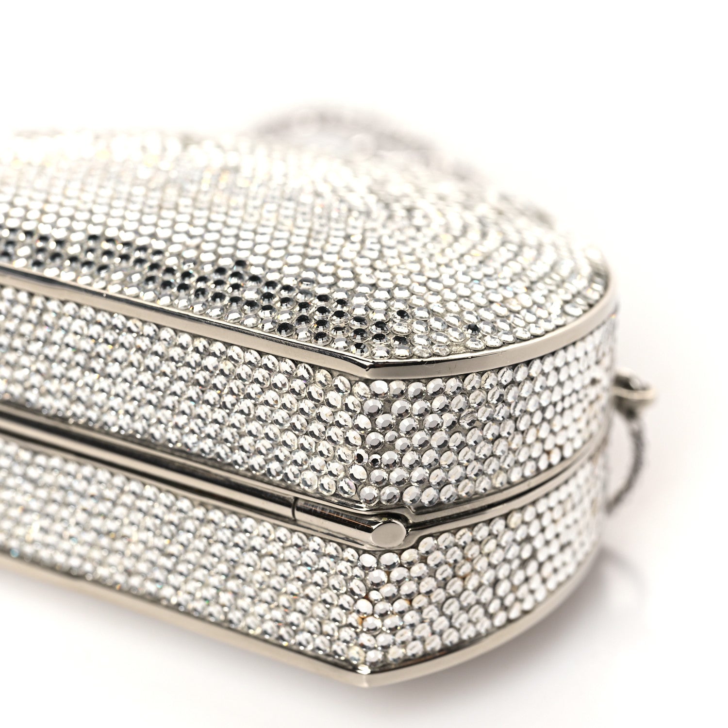 Judith Leiber Swarovski Crystal Minaudiere Clutch Silver 8 of 10