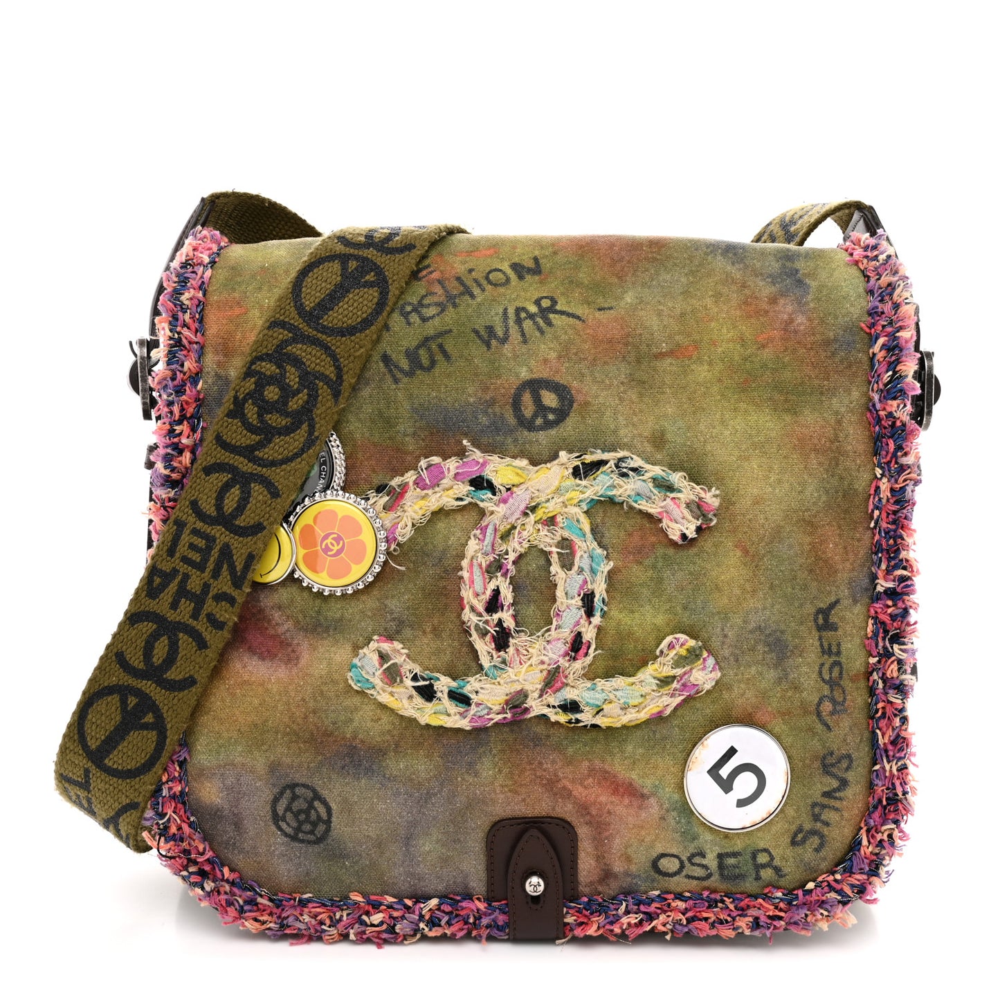 Washed Toile Graffiti On The Pavements Messenger Khaki Multicolor