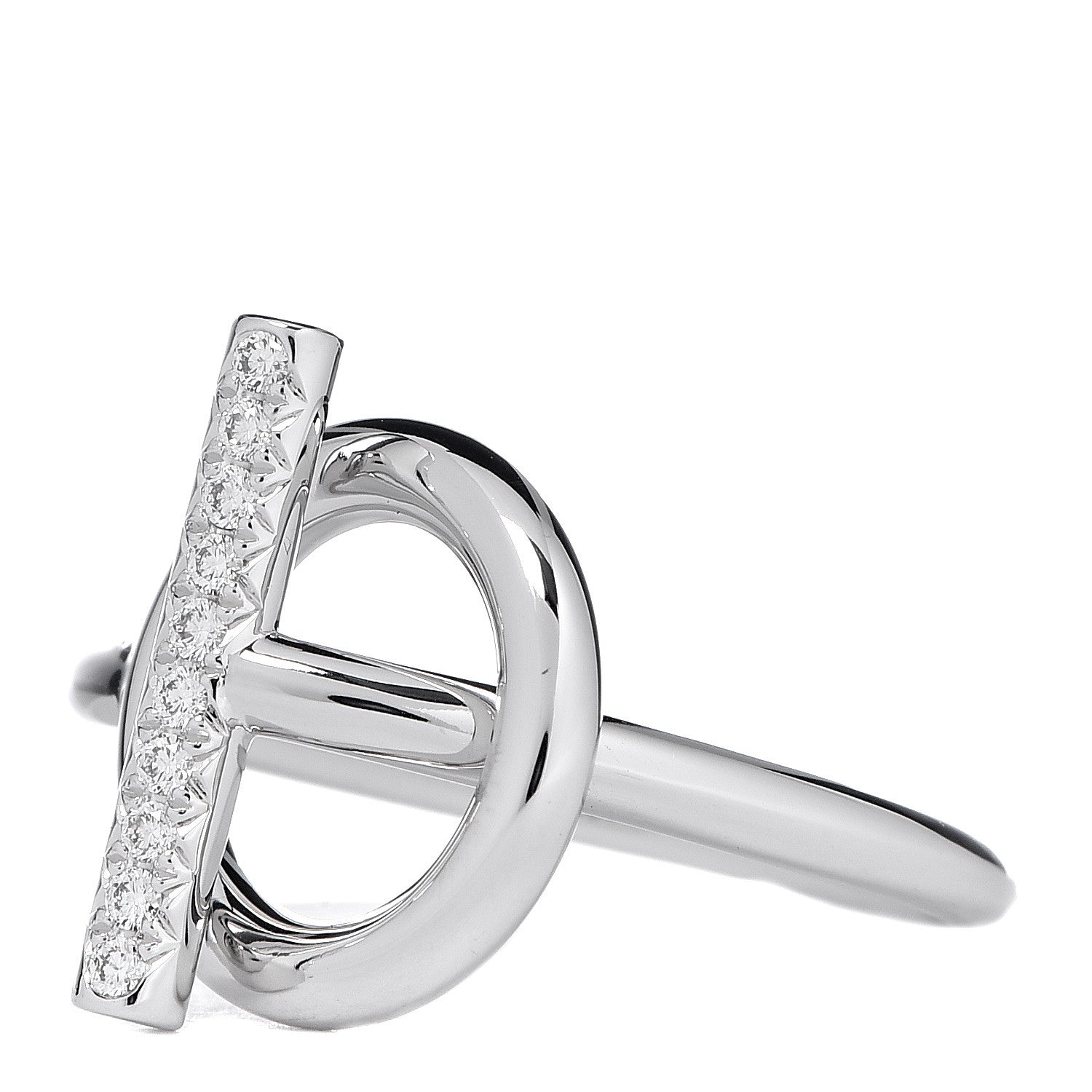 Hermes 18K White Gold Diamond PM Echappee Ring 48 4.5 3 of 7